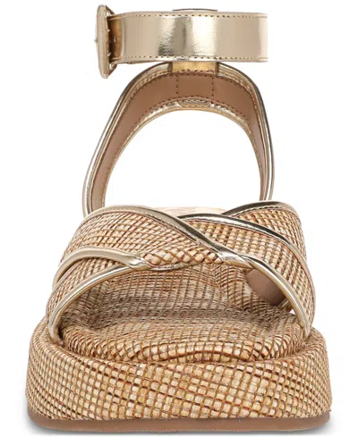 Sam Edelman Nylie Platform Ankle Strap Sandal Sand Dune Multi Faux Raffia In Brown