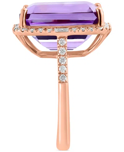 Effy Collection Effy Amethyst (10-3/4 Ct. T.w.) & Diamond (3/8 Ct. T.w.) Halo Ring In 14k Gold (also Available In Ci