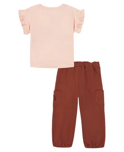 Kids Headquarters Toddler & Little Girls 4t-6x 2-piece Ruffle Cuff Top And Pants Set In Multi