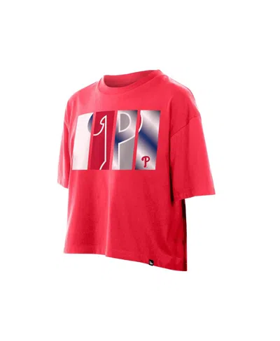 New Era Women's Red Philadelphia Phillies Boxy Foil Logo T-shirt In Red