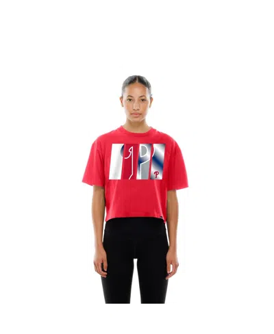 New Era Women's Red Philadelphia Phillies Boxy Foil Logo T-shirt In Red
