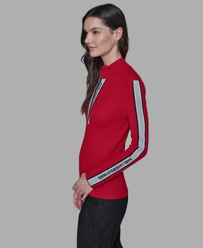 Karl Lagerfeld Women's Logo Tape Pullover Jacket In Red