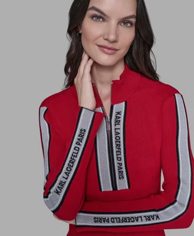 Karl Lagerfeld Women's Logo Tape Pullover Jacket In Red