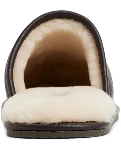 Brooks Brothers Henri Genuine Shearling Lined Leather Slipper In Brown
