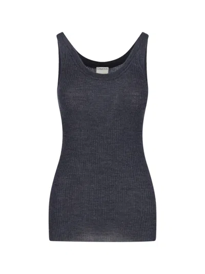 Calvin Klein Collection Ella Ribbed Wool Tank In Gray