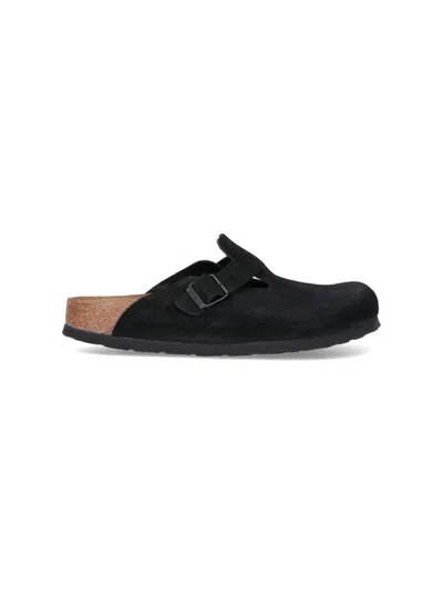 Birkenstock Black Boston Shearling Slippers In Black