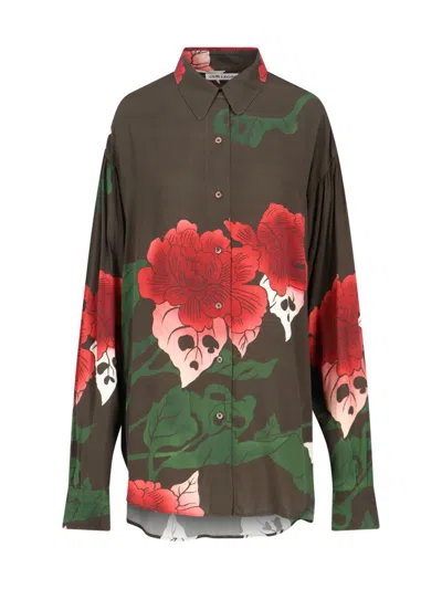 Our Legacy Floral Print Long Sleeve Casual Top In Multi