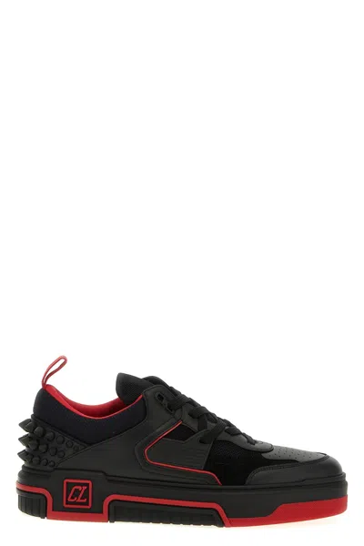 Christian Louboutin Astroskate Spiked Leather-trimmed Sneakers In Black
