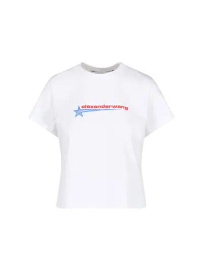 Alexander Wang Crystal Hotfix Star Jersey T-shirt In White