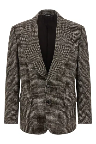 Dolce & Gabbana Single-breasted Felted Jacket In Brown