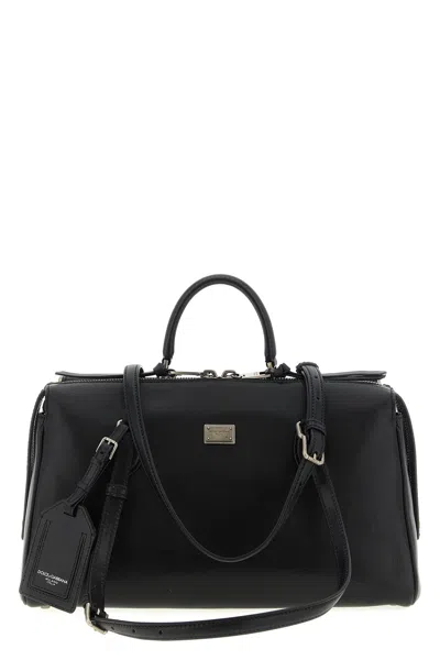 Dolce & Gabbana Calf Leather Shoulder Bag Vittoria Model In Black