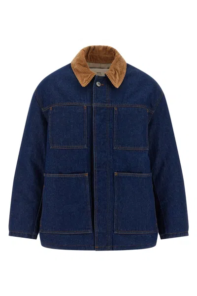 Ami Alexandre Mattiussi Ami Paris Denim Padded Jacket In Blue