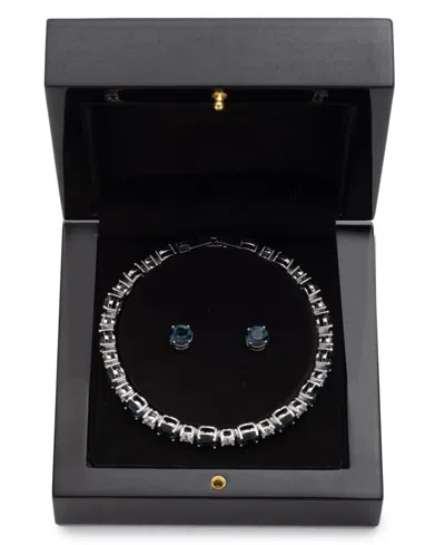 Givenchy Crystal Stone Silver-tone Flex Bracelet And Stud Earrings Set In Metallic