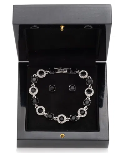 Givenchy Crystal Stone Bracelet And Stud Earrings Set In Black