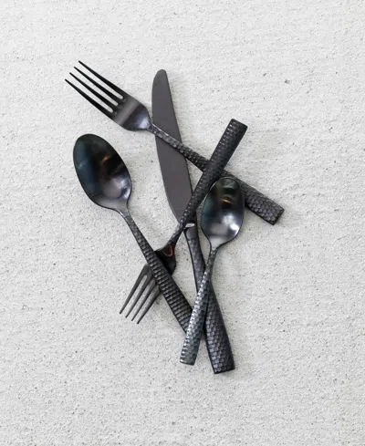 Fortessa Lucca Faceted 5-piece Place Setting In Black