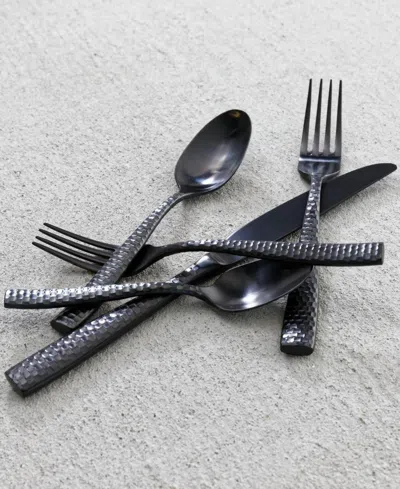 Fortessa Lucca Faceted 5-piece Place Setting In Black