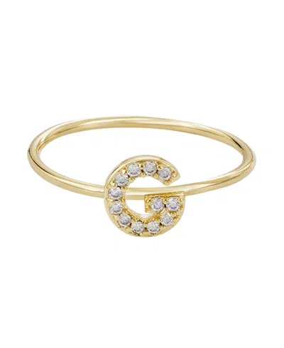 Adornia Gold Cubic Zirconia Pave Initial Ring A Sz 6 In Gold