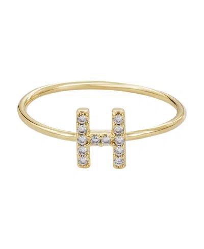 Adornia Gold Cubic Zirconia Pave Initial Ring A Sz 6 In Gold