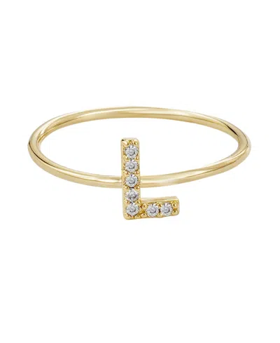 Adornia Gold Cubic Zirconia Pave Initial Ring A Sz 6 In Gold