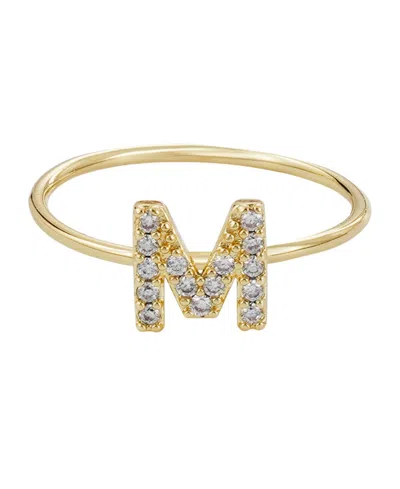 Adornia Gold Cubic Zirconia Pave Initial Ring A Sz 6 In Gold