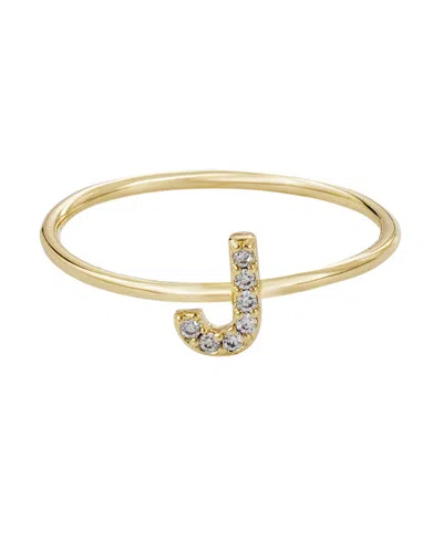 Adornia Gold Cubic Zirconia Pave Initial Ring A Sz 6 In Gold
