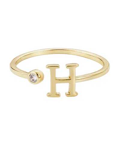 Adornia Gold Adjustable Cubic Zirconia Initial Ring In Gold
