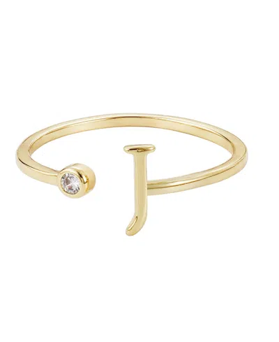Adornia Gold Adjustable Cubic Zirconia Initial Ring In Gold