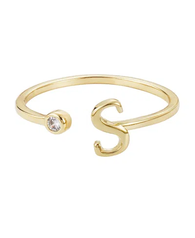 Adornia Gold Adjustable Cubic Zirconia Initial Ring In Gold