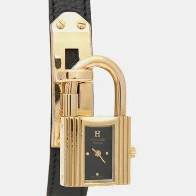 Pre-owned Hermes Kelly Quartz Stainless Steel Women's Wristwatch 20 Mm In Black