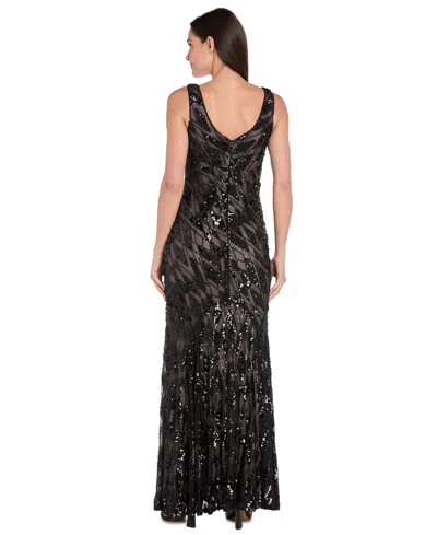 R & M Richards 3355 Formal Long Sequin Evening Dress In Black