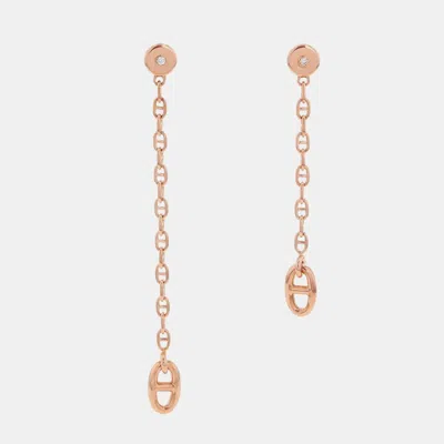 Pre-owned Hermes Chaine D'ancre New Farandole 18k Pink Gold Tpm Earrings