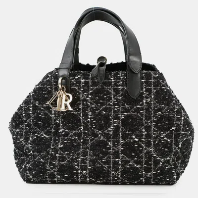 Pre-owned Dior To Jules Bag Black/white Tweed Calf Leather Size Medium
