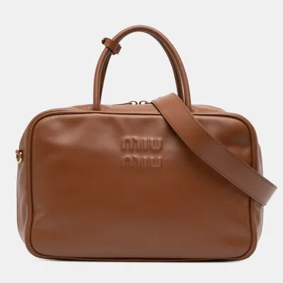Pre-owned Miu Miu Brown Large Soft Calf Softy Beau Top Handle Bag