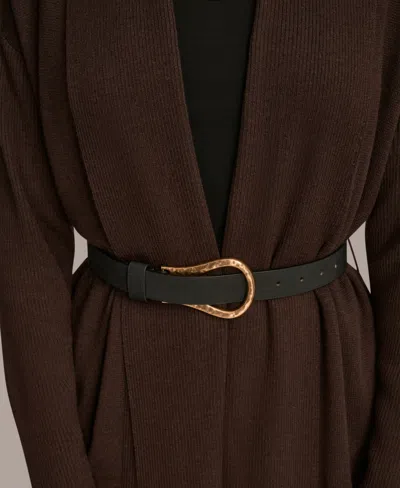 Donna Karan Women's Belted Open-front Cardigan In Purple