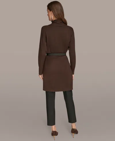 Donna Karan Women's Belted Open-front Cardigan In Purple