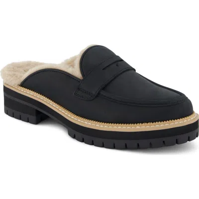 Toms Women's Cara Lug Leather Penny Loafer Mules In Black