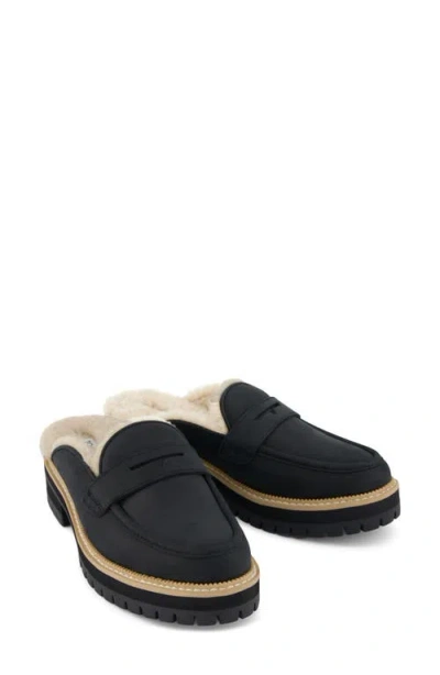 Toms Women's Cara Lug Leather Penny Loafer Mules In Black