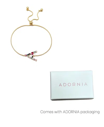 Adornia Mixed Crystal Initial Chain Bracelet In Gold