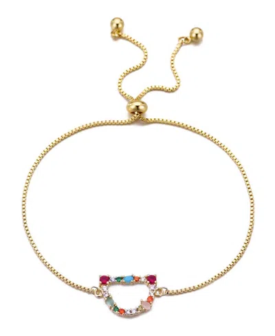 Adornia Gold Stone Multi Color Initial Bolo Bracelet In Gold