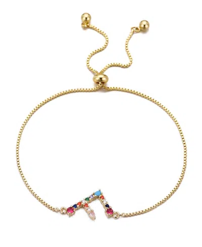 Adornia Mixed Crystal Initial Chain Bracelet In Gold