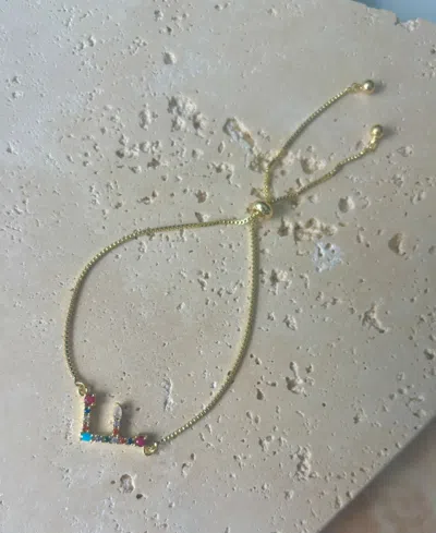 Adornia Mixed Crystal Initial Chain Bracelet In Gold