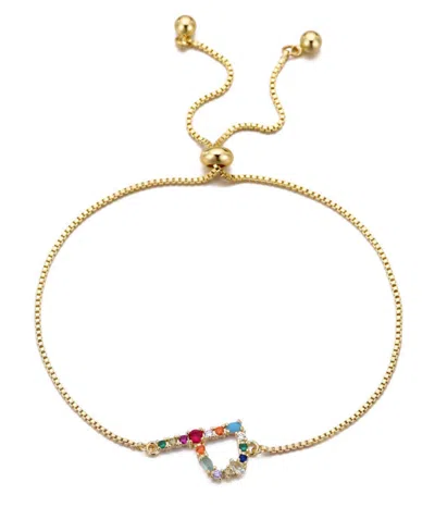 Adornia Gold Stone Multi Color Initial Bolo Bracelet In Gold