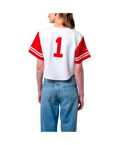 Established & Co. Women's White Alabama Crimson Tide Baseball Jersey Cropped T-shirt In White