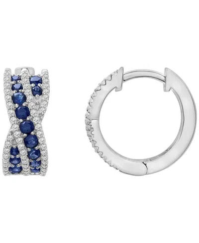 Macy's Lab Grown Blue Sapphire (7/8 Ct. T.w.) And White Sapphire (1/5 Ct. T.w.) Twist Earrings In Sterling  In Metallic