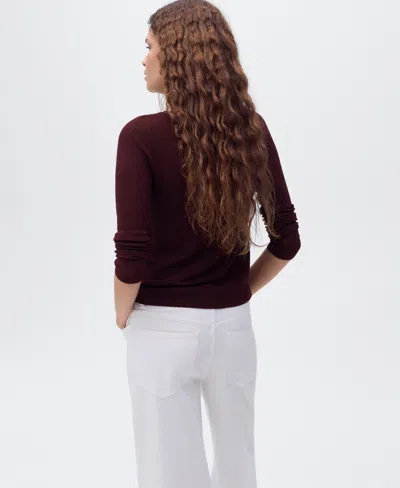 Mango V-neck Lurex Sweater Wine In Burgundy