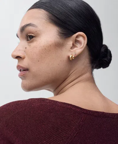 Mango V-neck Lurex Sweater Wine In Burgundy