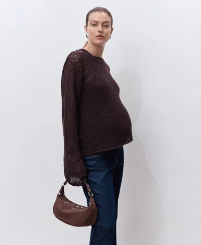 Mango Maternity Straight Jeans Open Blue In Blue