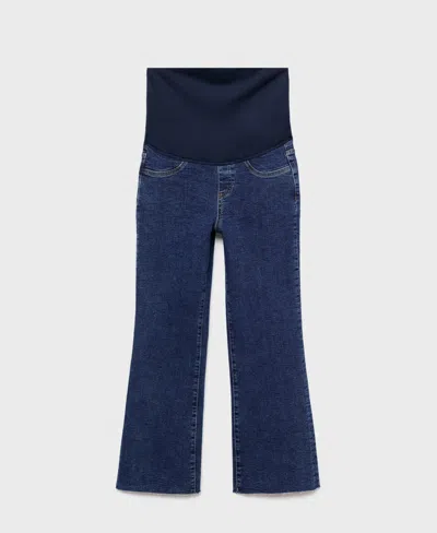 Mango Maternity Straight Jeans Open Blue In Blue