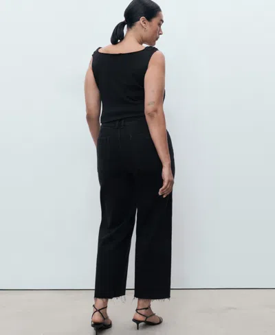 Mango Women's Catherin Culotte High-rise Jeans In Black