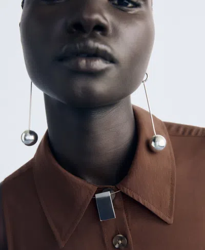 Mango Belt Shirt Dress Brown In Brown